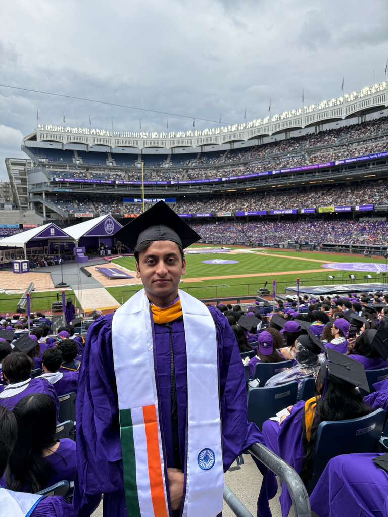 Mohammad Maaz Rashid at his NYU graduation, Yankee Stadium